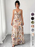 Women'S Boho Style Floral-Print Spaghetti Strap Cami Dress, Bohemian Fashion Casual A-Line Dress for Beach Holiday Vacation, Perfect for Summer