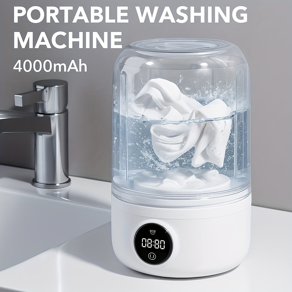Mini Lave-Linge Portable Rechargeable 4000mAh – Nettoyage Rapide Partout