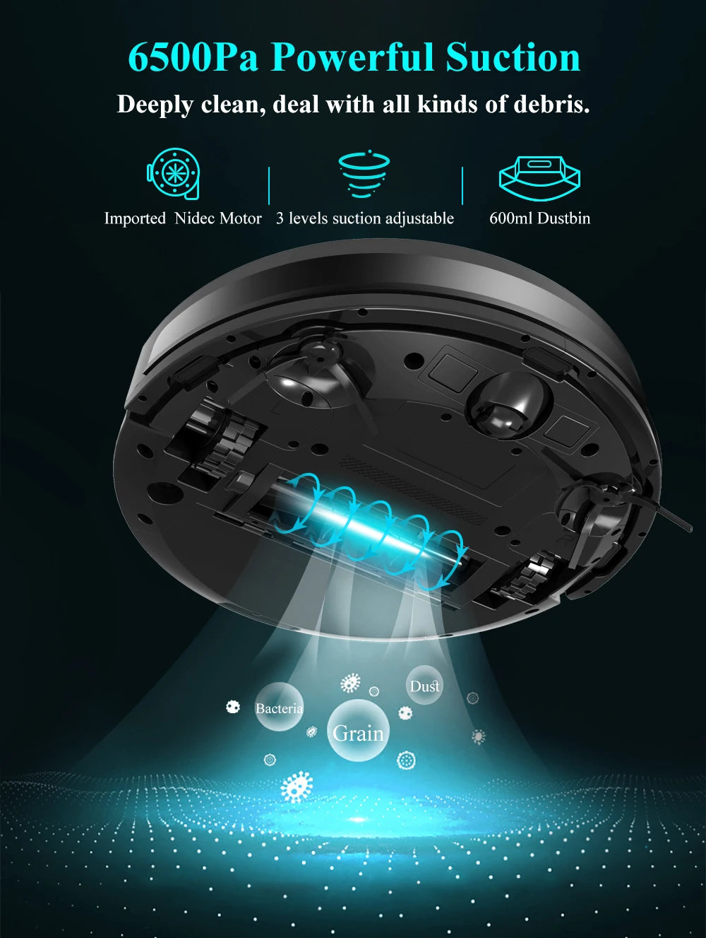 ABIR X8 Robot Vacuum Cleaner ,Laser System, Multiple Floors Maps, Zone Cleaning,Restricted Area Setting for Home Carpet Cleaning.