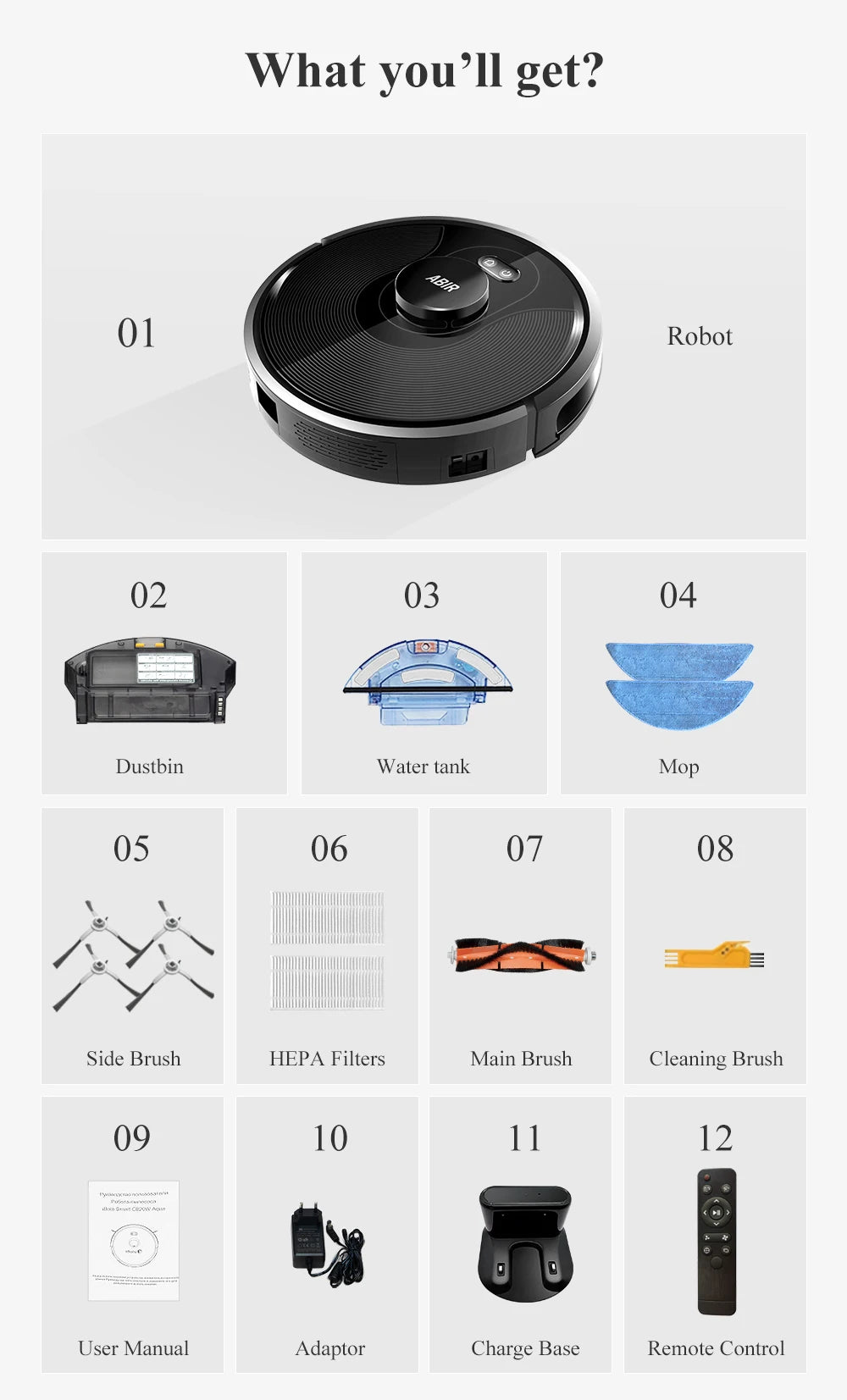 ABIR X8 Robot Vacuum Cleaner ,Laser System, Multiple Floors Maps, Zone Cleaning,Restricted Area Setting for Home Carpet Cleaning.