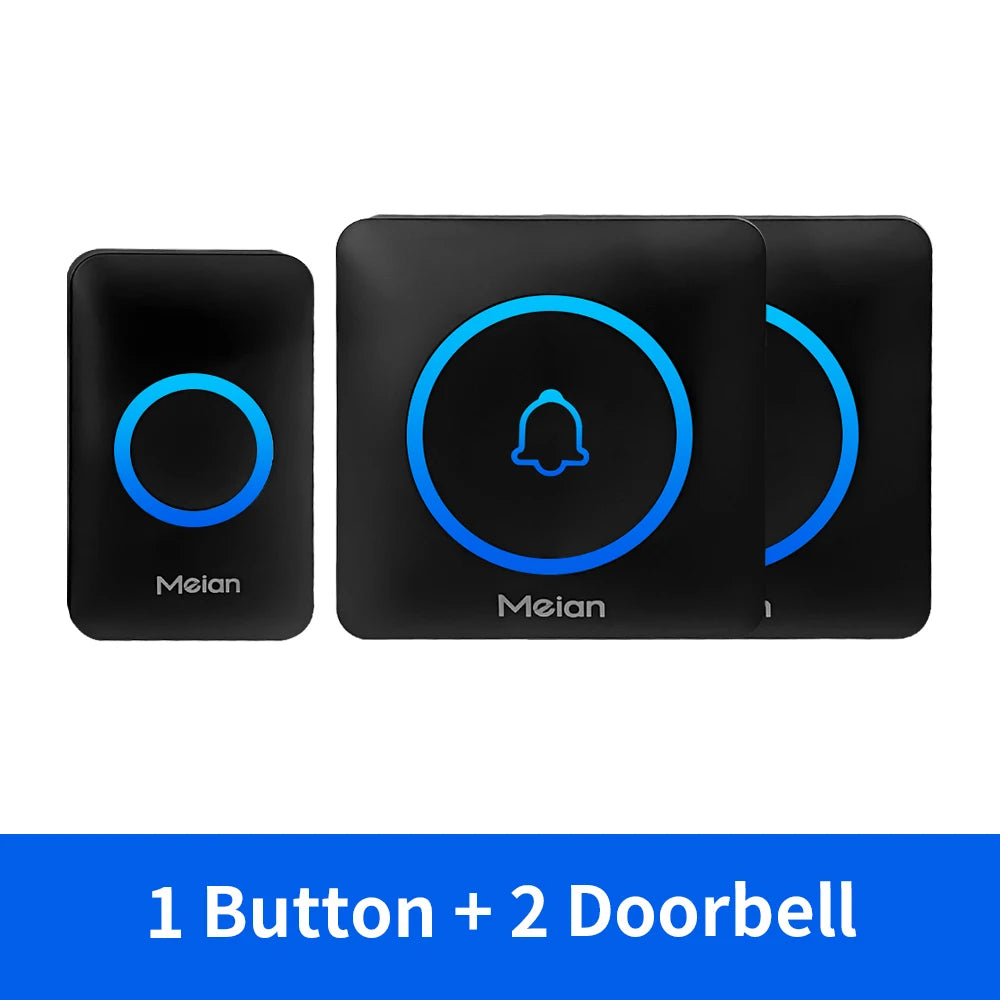 Meian Smart Home Doorbell Wireless Security Doorbell IP65 Waterproof Outdoor Door Bell 60 Songs 5 Volume Adjustable Chime Kit.