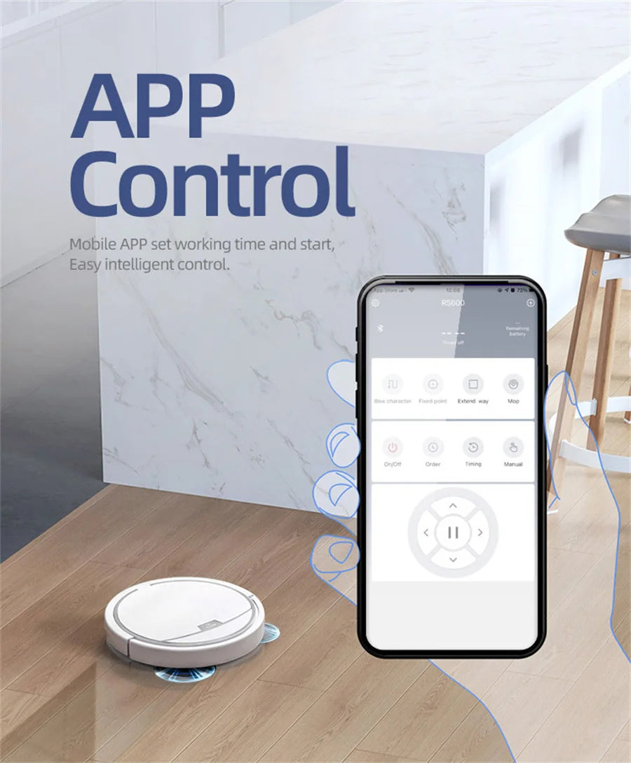 New Wireless Smart Vacuum Cleaner App Control Wet And Dry Floor Sweep 2800PA Suction Super Quiet Mopping Machine Cleaning Robot.