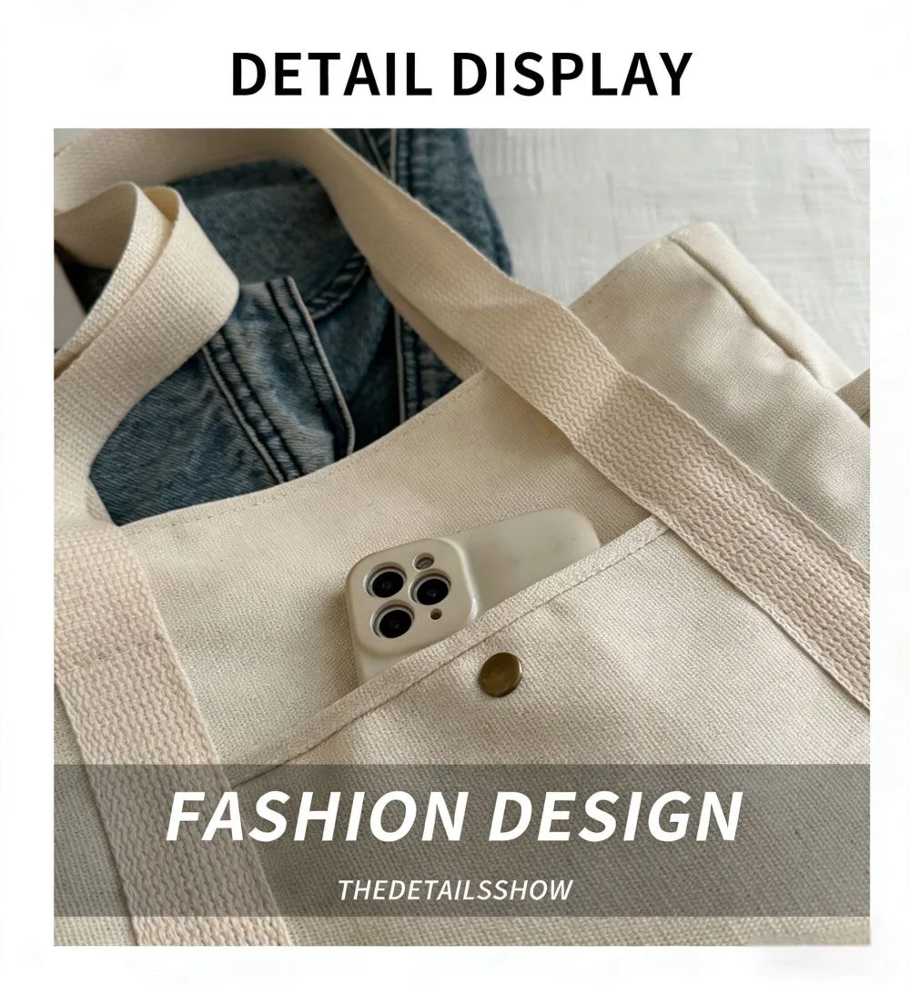 Homefish Capacity Canvas Tote Bags for Work Commuting Carrying Bag College Style Student Outfit Book Shoulder Bag Shopping Bag.