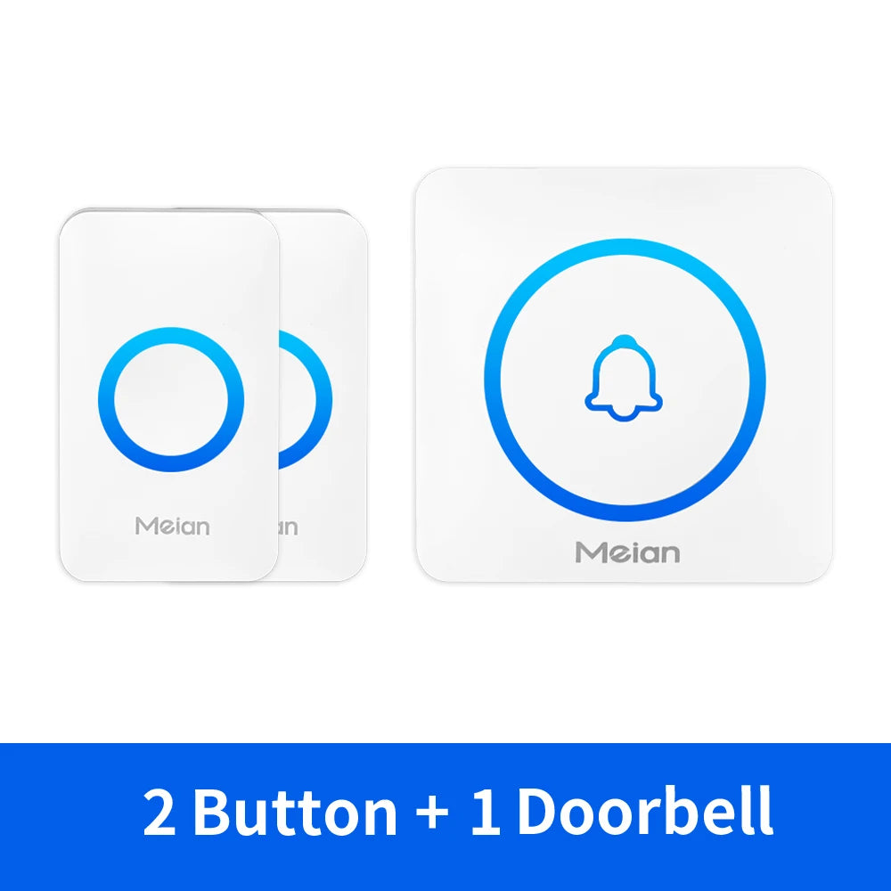Meian Smart Home Doorbell Wireless Security Doorbell IP65 Waterproof Outdoor Door Bell 60 Songs 5 Volume Adjustable Chime Kit.