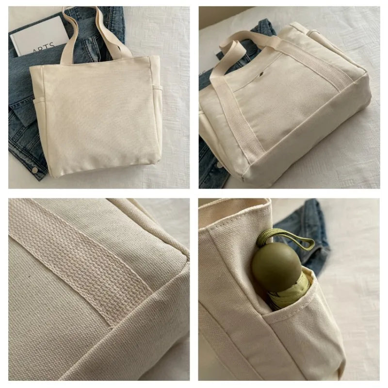 Homefish Capacity Canvas Tote Bags for Work Commuting Carrying Bag College Style Student Outfit Book Shoulder Bag Shopping Bag.
