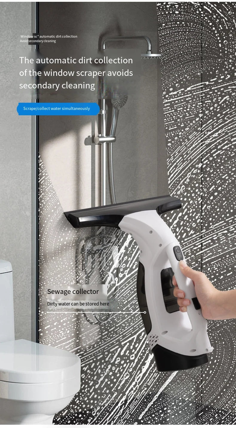 Multifunctional Electric Cordless Window Cleaner Machine White Cordless Rechargeable Automatic Portable Glass Cleaner Tools.