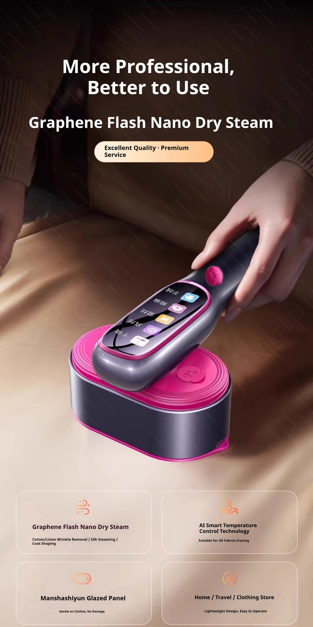 NEW Handheld Steam Iron Garment Steamer Portable Mini for Clothes Fast Heating Travel Garment Fabric Press Machine with Home.