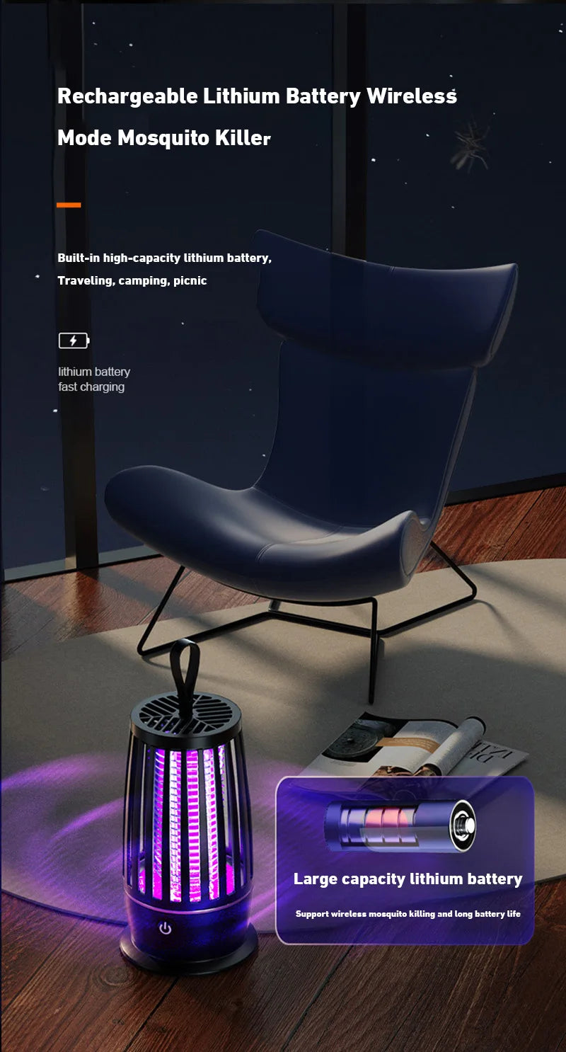 Lampe Anti-Moustiques Pro 4000mAh — Zéro Piqûres, Zéro Bruit 🌙