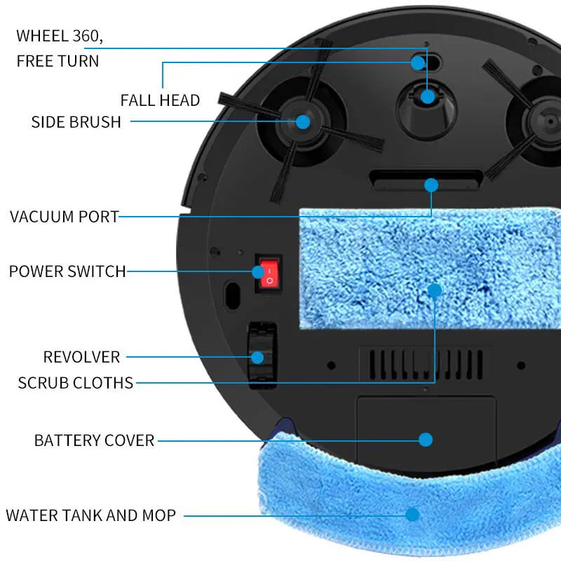 New Wireless Smart Vacuum Cleaner App Control Wet And Dry Floor Sweep 2800PA Suction Super Quiet Mopping Machine Cleaning Robot.
