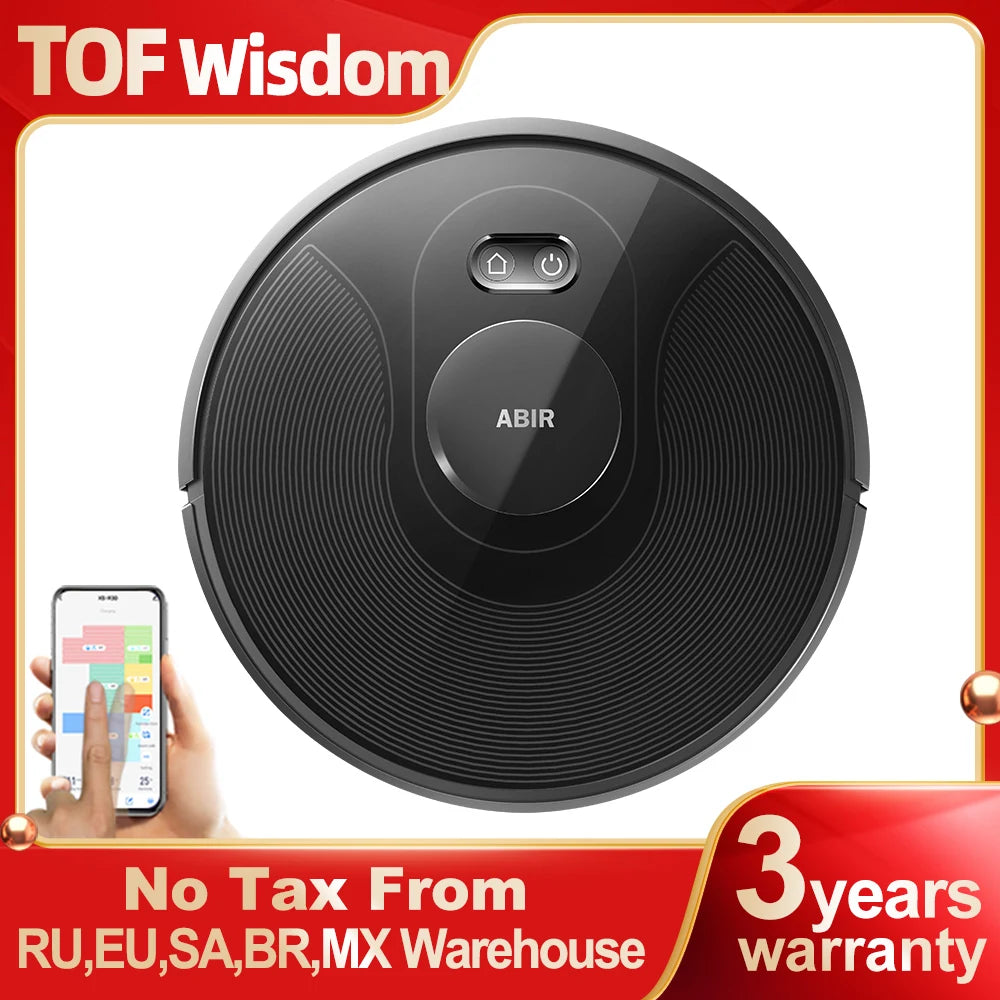 ABIR X8 Robot Vacuum Cleaner ,Laser System, Multiple Floors Maps, Zone Cleaning,Restricted Area Setting for Home Carpet Cleaning.