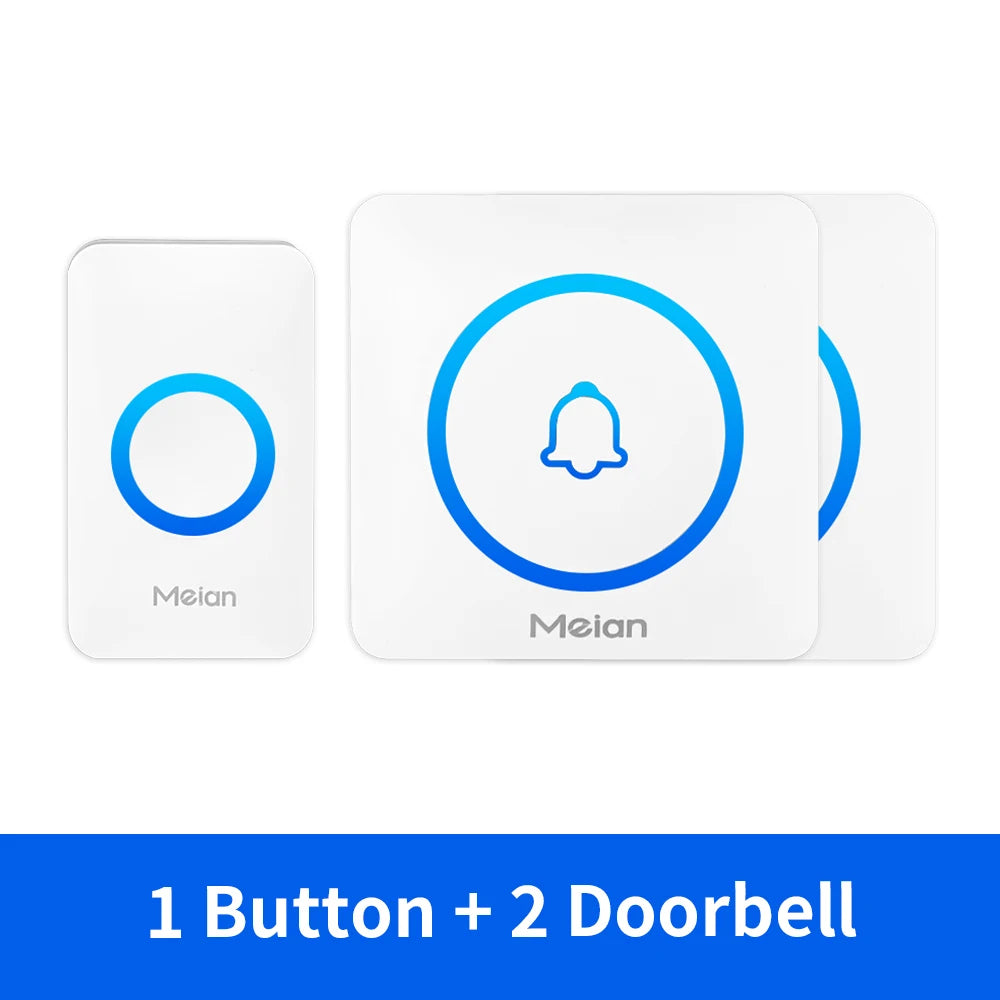 Meian Smart Home Doorbell Wireless Security Doorbell IP65 Waterproof Outdoor Door Bell 60 Songs 5 Volume Adjustable Chime Kit.