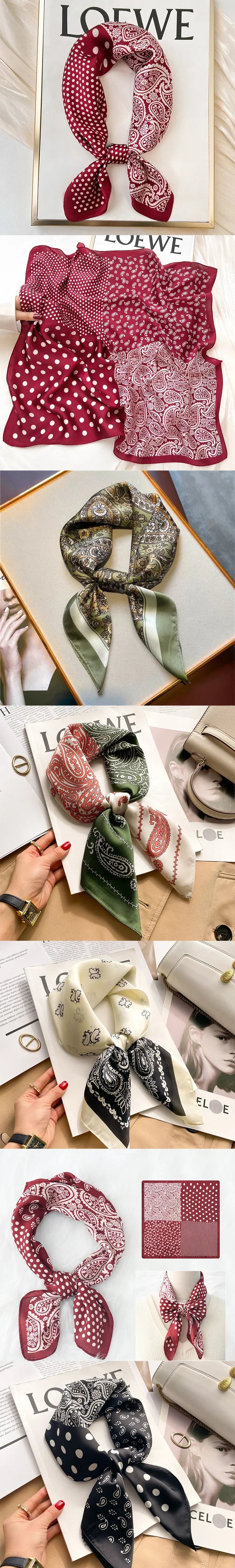 New Silk Scarf Neckerchief Women's Silk Square Scarf Purse Luxury Scarf for Women Designer Silk Headscarf SJ01.