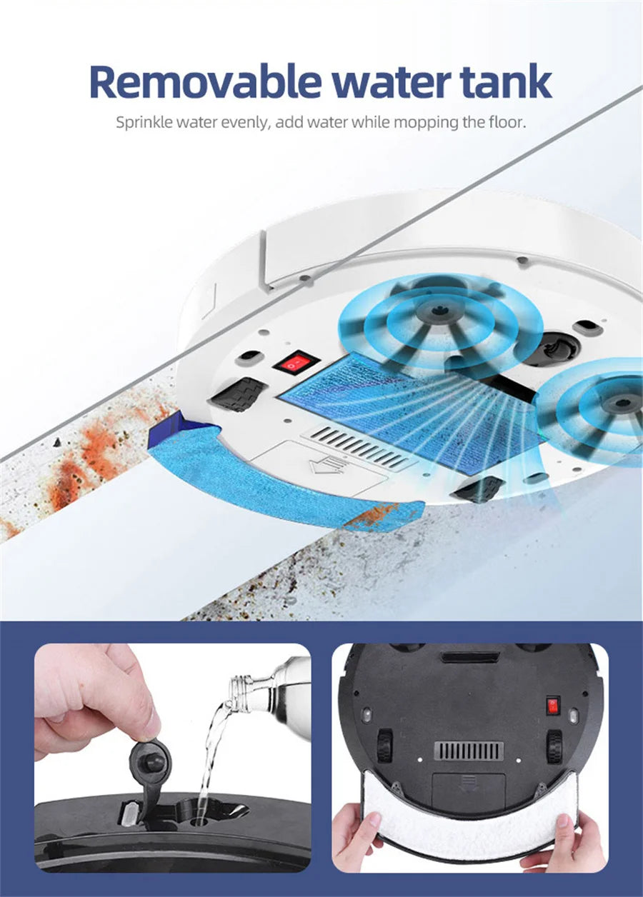 New Wireless Smart Vacuum Cleaner App Control Wet And Dry Floor Sweep 2800PA Suction Super Quiet Mopping Machine Cleaning Robot.