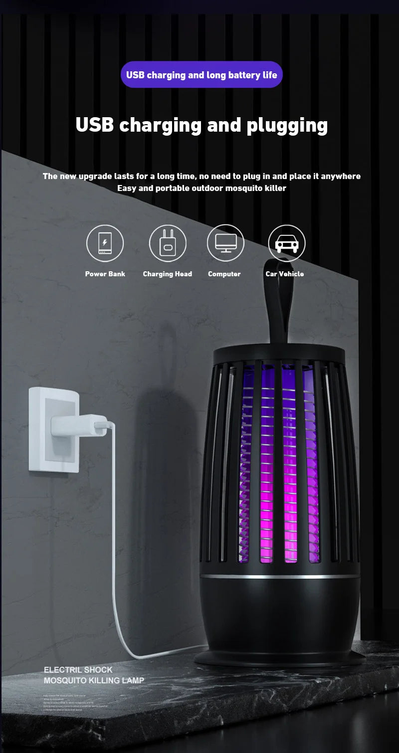 Lampe Anti-Moustiques Pro 4000mAh — Zéro Piqûres, Zéro Bruit 🌙