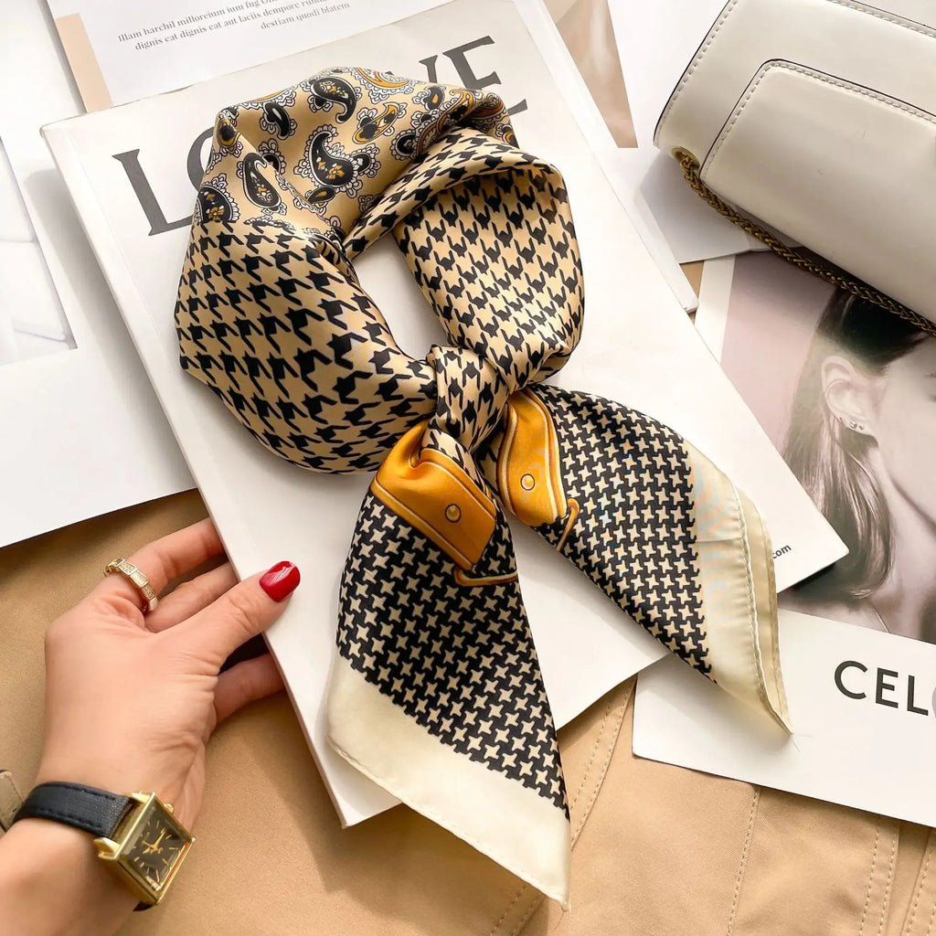 New Silk Scarf Neckerchief Women's Silk Square Scarf Purse Luxury Scarf for Women Designer Silk Headscarf SJ01.