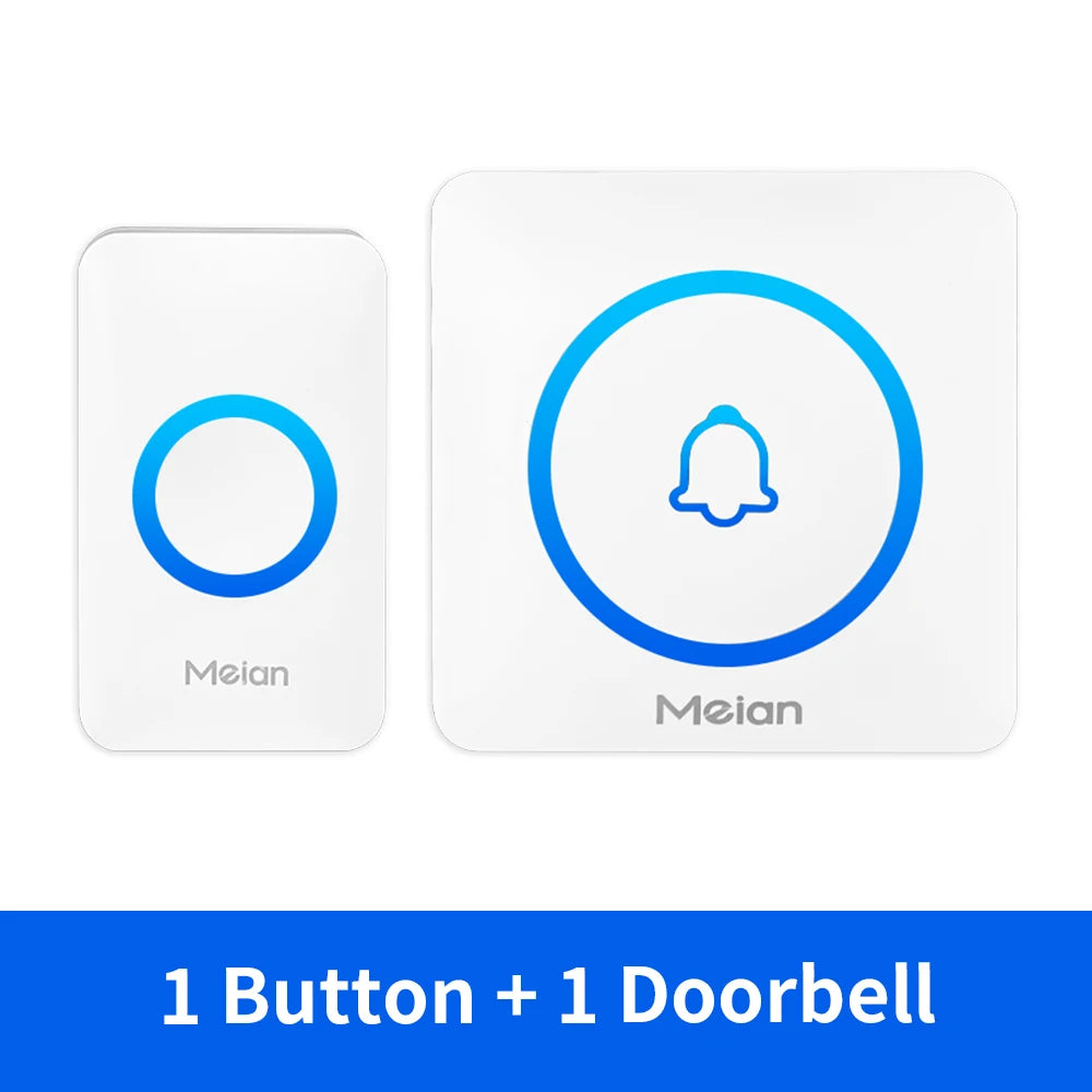 Meian Smart Home Doorbell Wireless Security Doorbell IP65 Waterproof Outdoor Door Bell 60 Songs 5 Volume Adjustable Chime Kit.