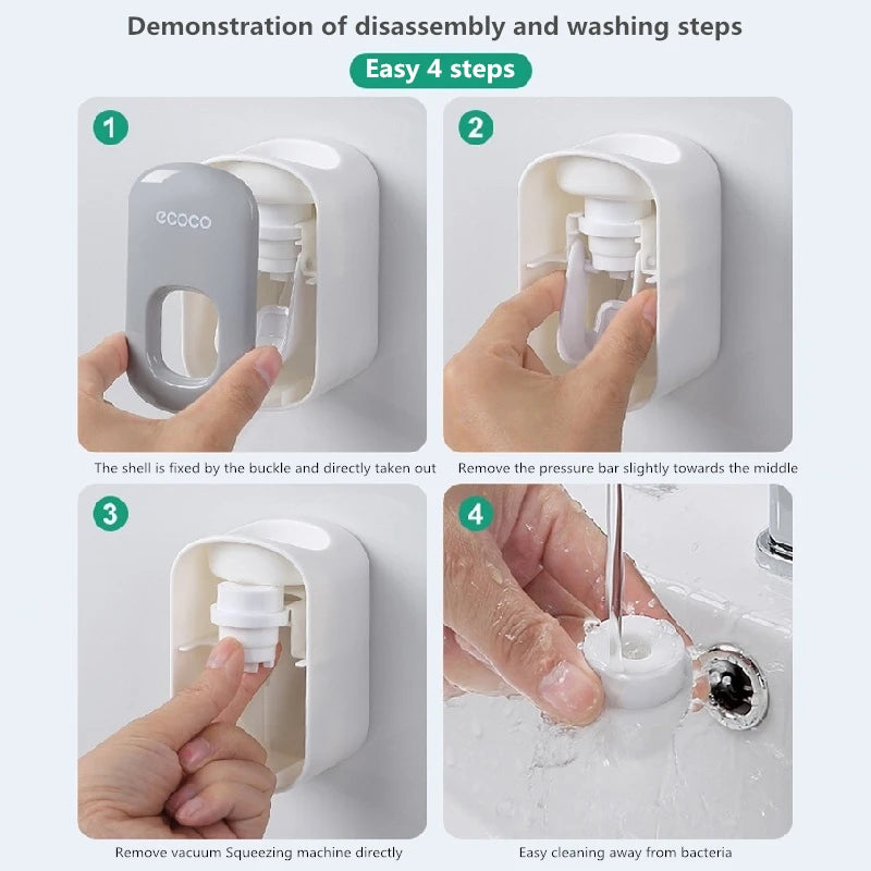 Automatic Toothpaste Dispenser Squeezers Toothpaste Tooth Dust-proof Toothbrush Holder Wall Mount Stand Bathroom Accessories Set.
