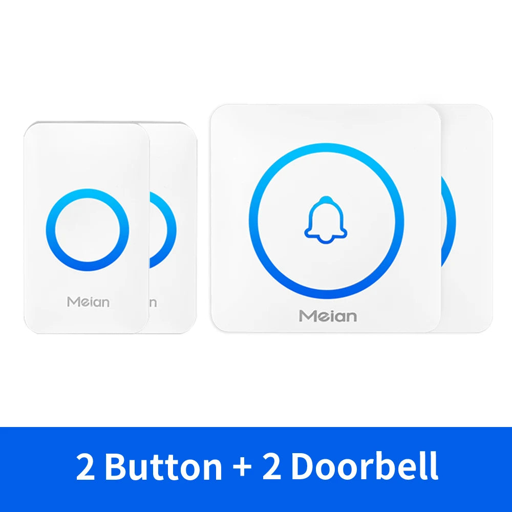Meian Smart Home Doorbell Wireless Security Doorbell IP65 Waterproof Outdoor Door Bell 60 Songs 5 Volume Adjustable Chime Kit.