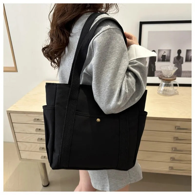 Homefish Capacity Canvas Tote Bags for Work Commuting Carrying Bag College Style Student Outfit Book Shoulder Bag Shopping Bag.