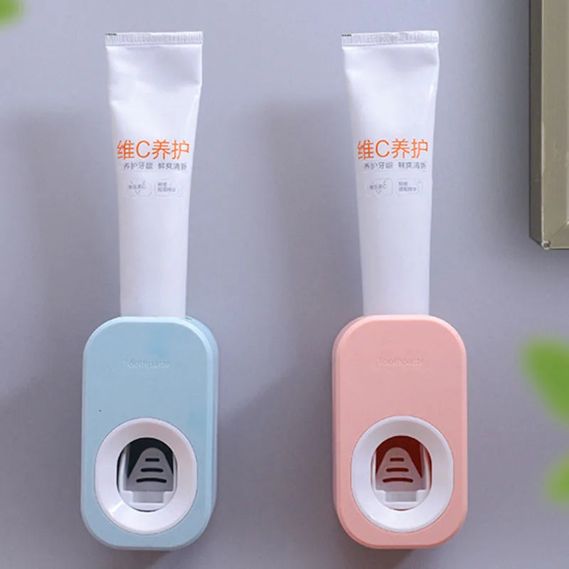 Automatic Toothpaste Dispenser Squeezers Toothpaste Tooth Dust-proof Toothbrush Holder Wall Mount Stand Bathroom Accessories Set.