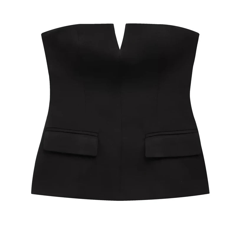Tops for Women Strapless off White Crop Top Woman Summer Corset Tube Tops Sexys Backless Tank Top Sleeveless Solid Tops