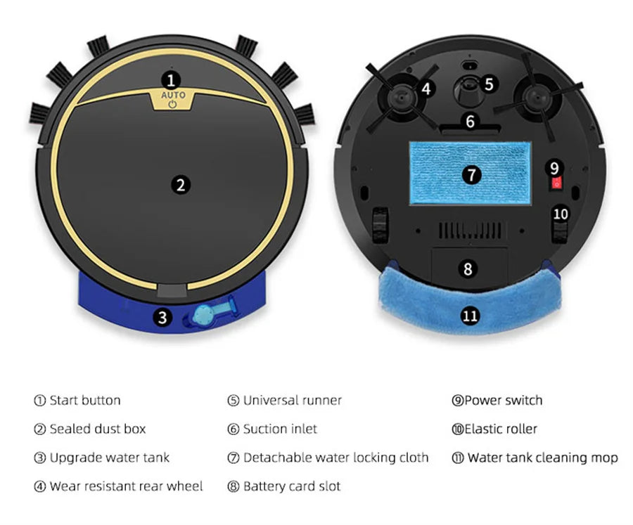 New Wireless Smart Vacuum Cleaner App Control Wet And Dry Floor Sweep 2800PA Suction Super Quiet Mopping Machine Cleaning Robot.