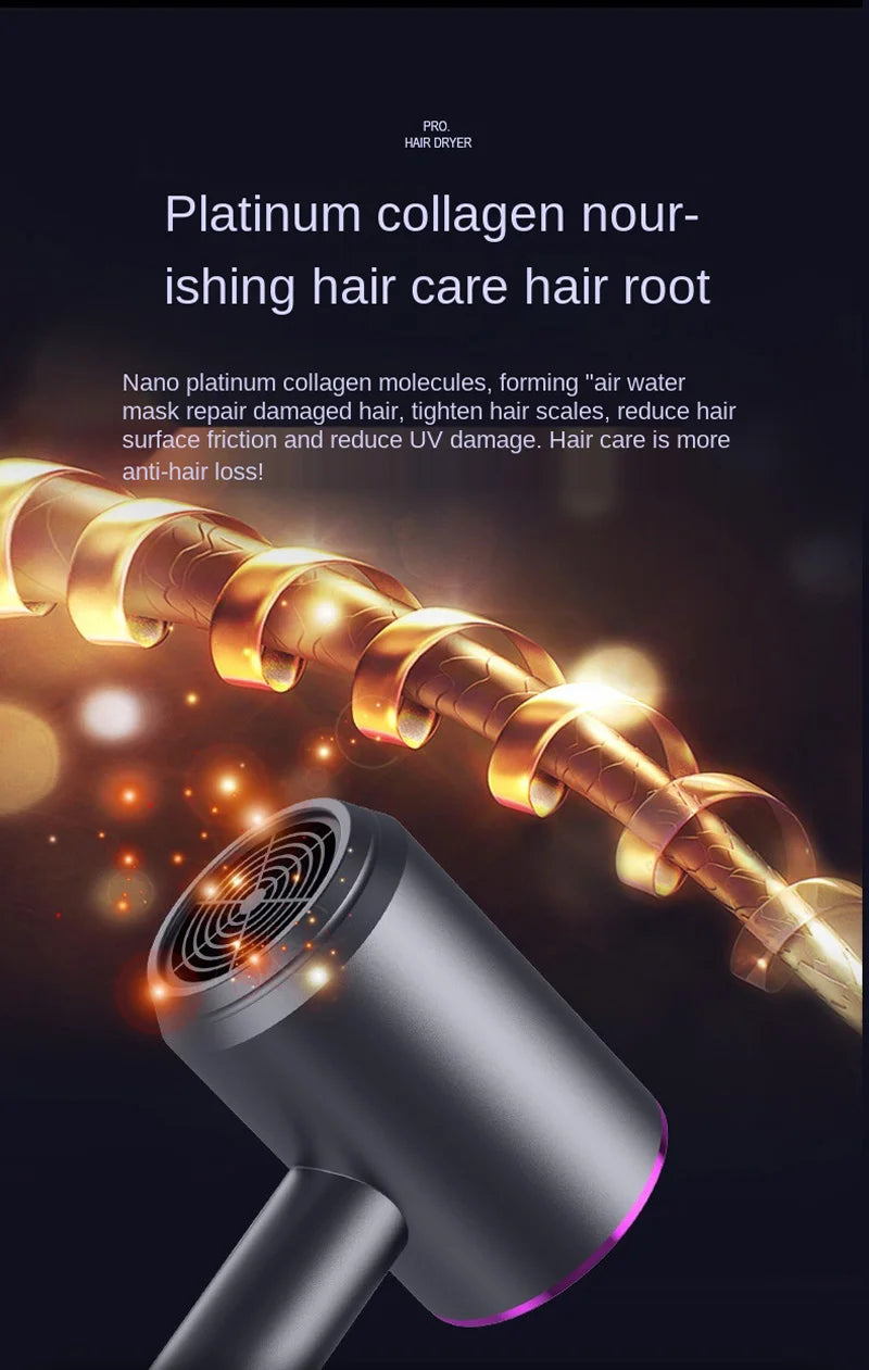 Hair Dryer High-Power Blue Light Negative Ion Ultra Silent Hair Care Quick Dry Home Powerful Constant Anion Electric Hair Dryer.