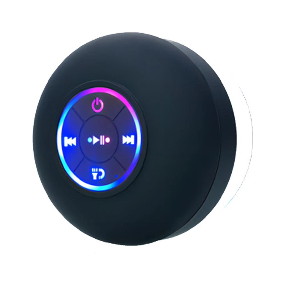 Portable Wireless Bluetooth 5.0 Speaker LED IPX4 Waterproof Loudspeaker Outdoor Bathroom Large Suction Cup Mini Stereo Sound Box.