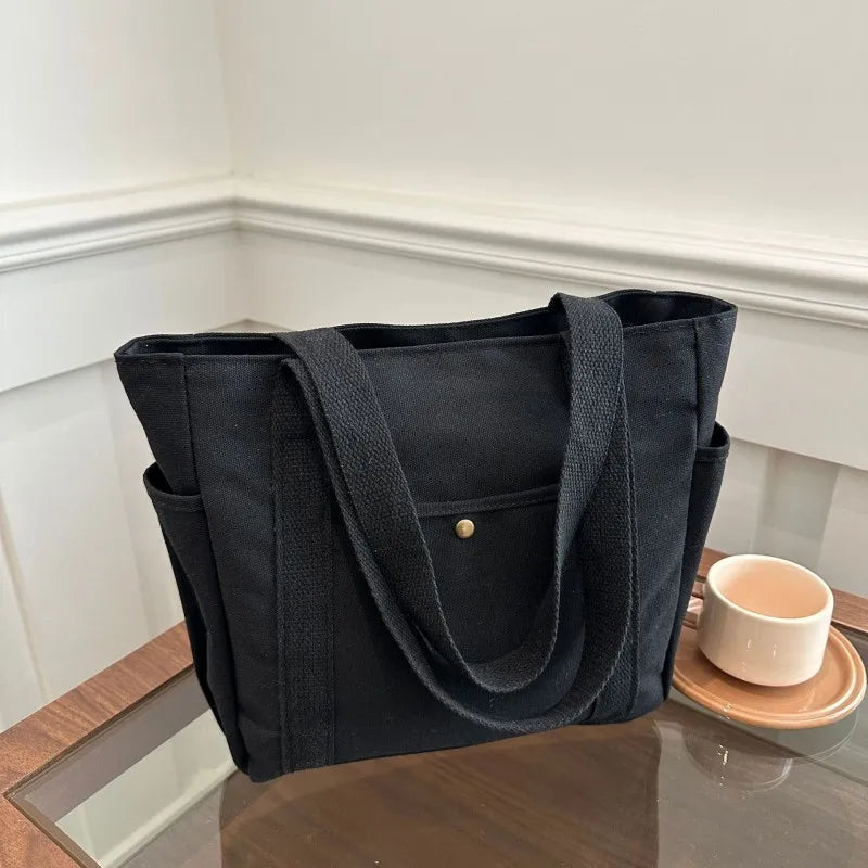 Homefish Capacity Canvas Tote Bags for Work Commuting Carrying Bag College Style Student Outfit Book Shoulder Bag Shopping Bag.