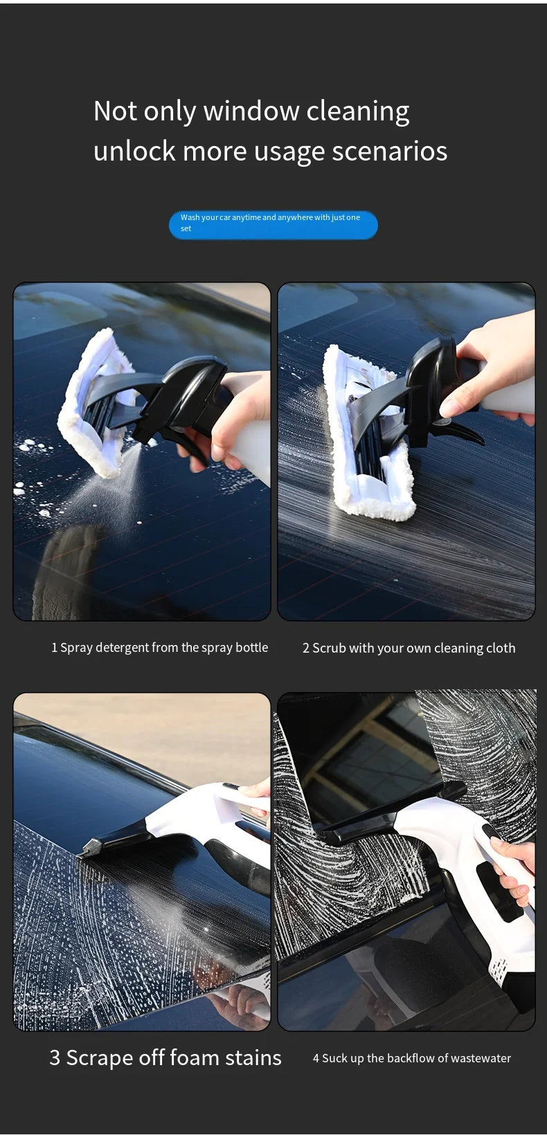 Multifunctional Electric Cordless Window Cleaner Machine White Cordless Rechargeable Automatic Portable Glass Cleaner Tools.