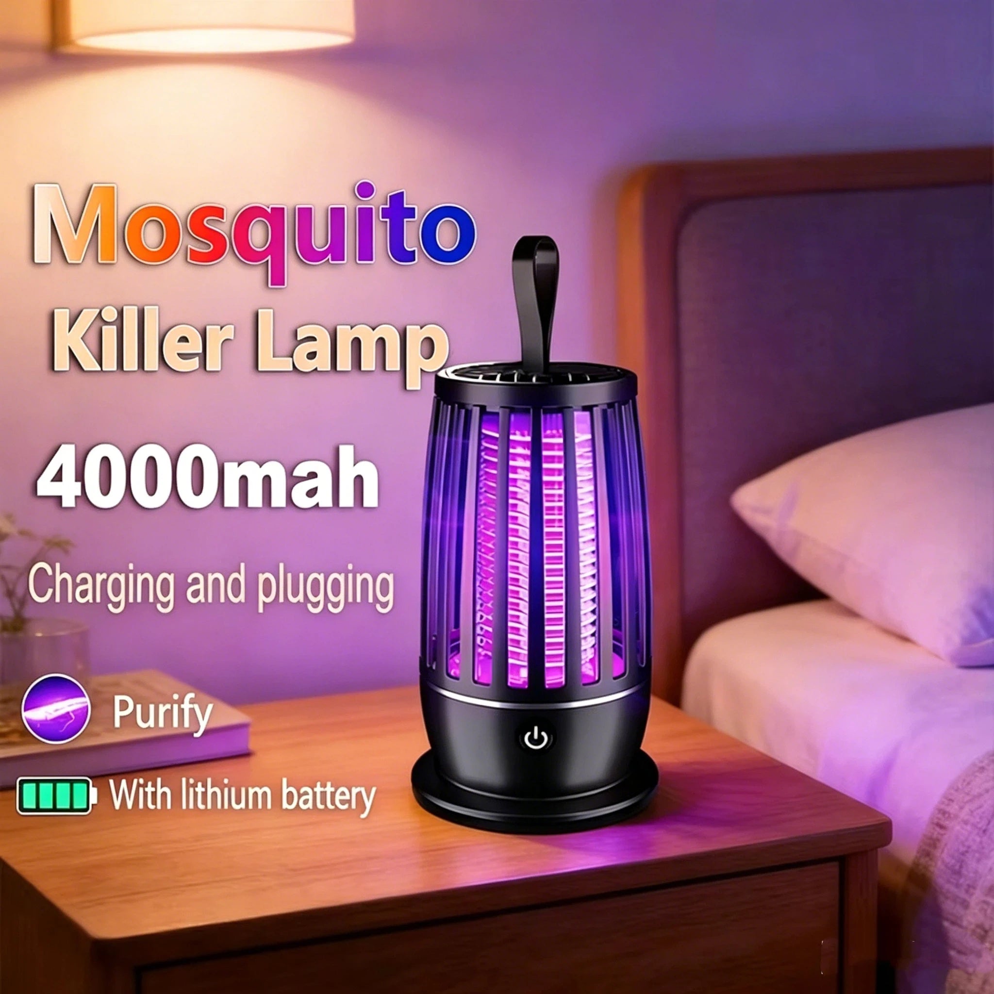 Lampe Anti-Moustiques Pro 4000mAh — Zéro Piqûres, Zéro Bruit 🌙