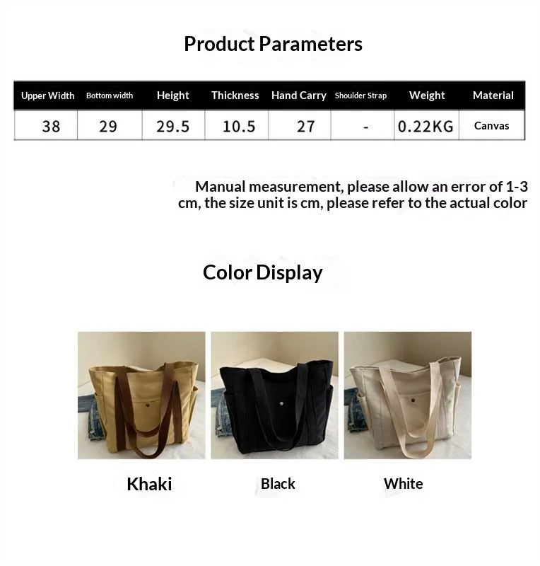 Homefish Capacity Canvas Tote Bags for Work Commuting Carrying Bag College Style Student Outfit Book Shoulder Bag Shopping Bag.