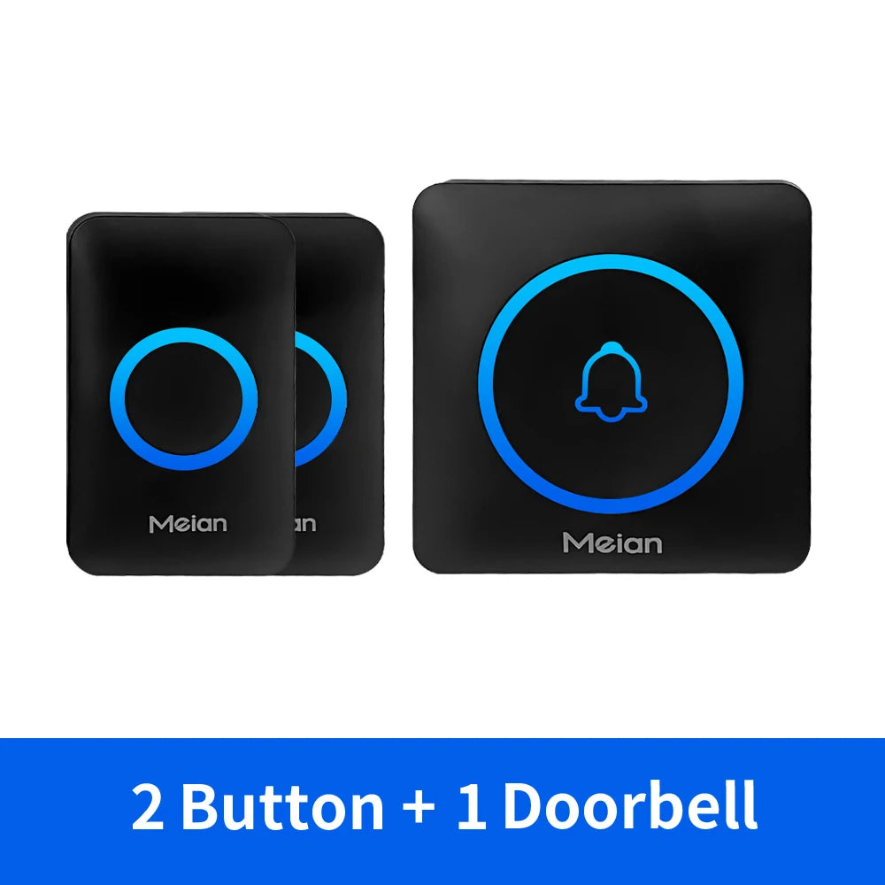 Meian Smart Home Doorbell Wireless Security Doorbell IP65 Waterproof Outdoor Door Bell 60 Songs 5 Volume Adjustable Chime Kit.