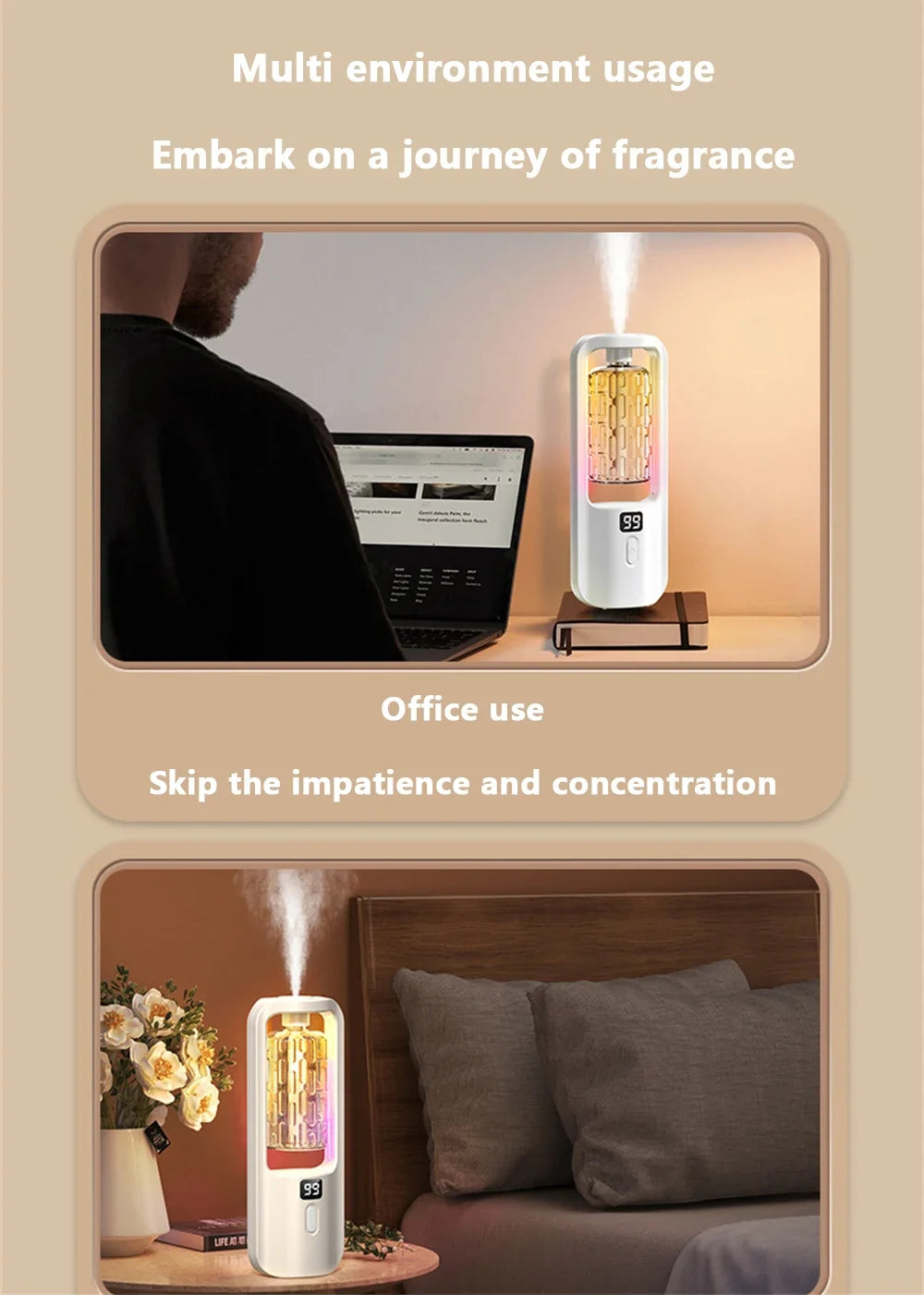 Aroma Diffuser Humidifier Fragrance Essential Oil Aromatherapy Machine Air Freshener Hotel Bedroom Toilet Bathroom Deodorization.