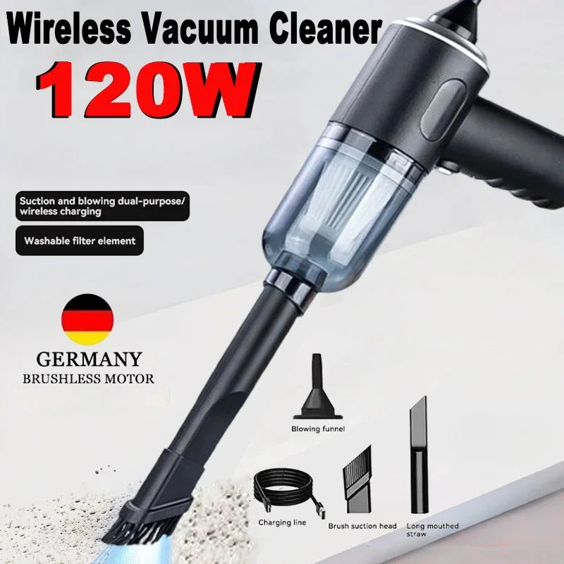9000Pa Wireless Car Vacuum Cleaner USB Charging 1200mAh Portable Cleaning Appliance Mini Wet and Dry Vacuum Cleaner Household.