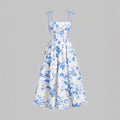 French Vintage Floral Slip Dress, High Waist Casual Sundress Women S-XXL