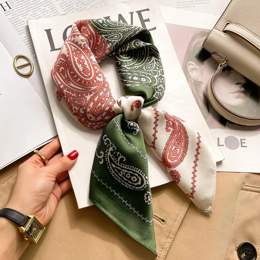 New Silk Scarf Neckerchief Women's Silk Square Scarf Purse Luxury Scarf for Women Designer Silk Headscarf SJ01.