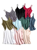 AOSSVIAO 2026 Spaghetti Strap Top Women Halter V Neck Basic White Cami Sleeveless Satin Silk Tank Tops Women'S Summer Camisole.