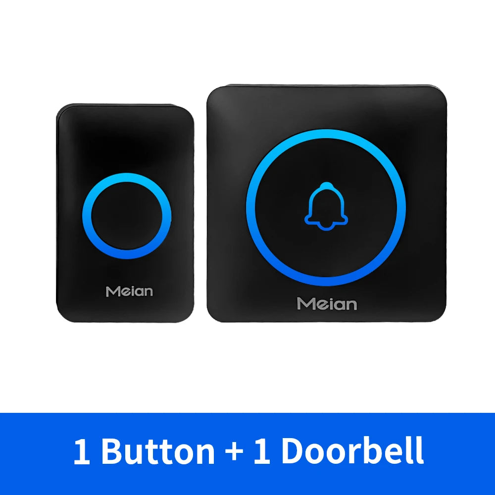 Meian Smart Home Doorbell Wireless Security Doorbell IP65 Waterproof Outdoor Door Bell 60 Songs 5 Volume Adjustable Chime Kit.
