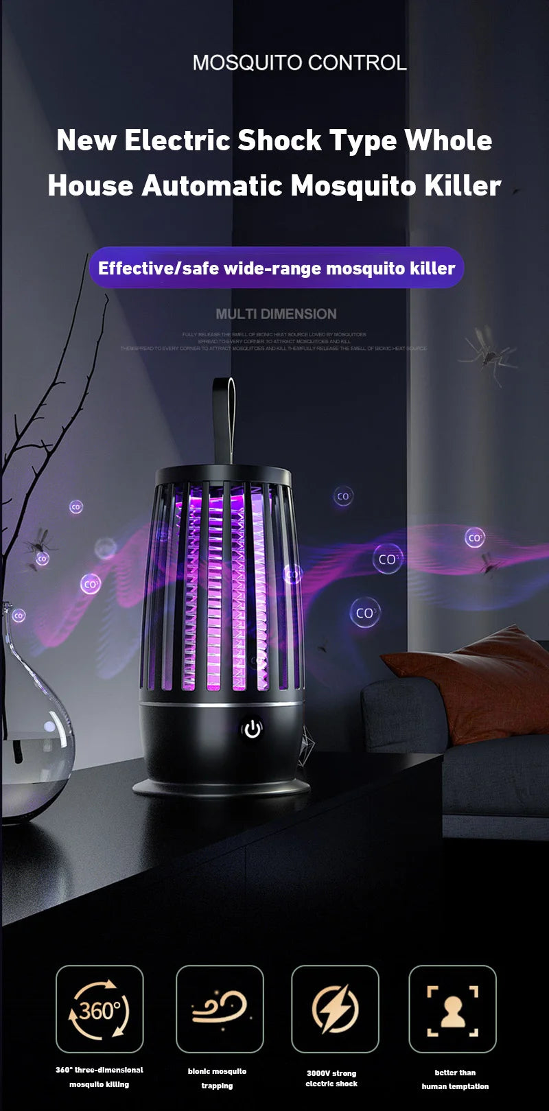 Lampe Anti-Moustiques Pro 4000mAh — Zéro Piqûres, Zéro Bruit 🌙