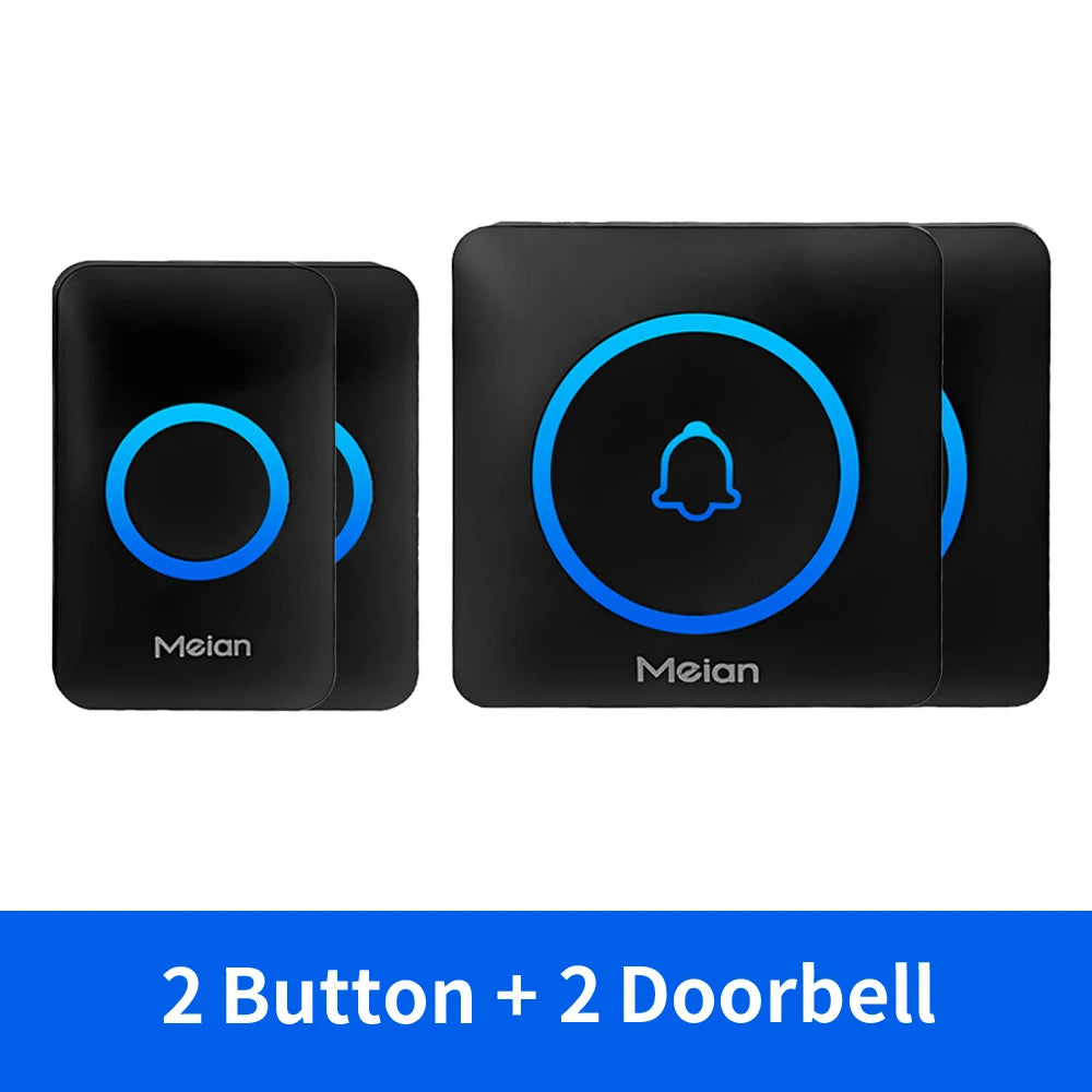 Meian Smart Home Doorbell Wireless Security Doorbell IP65 Waterproof Outdoor Door Bell 60 Songs 5 Volume Adjustable Chime Kit.