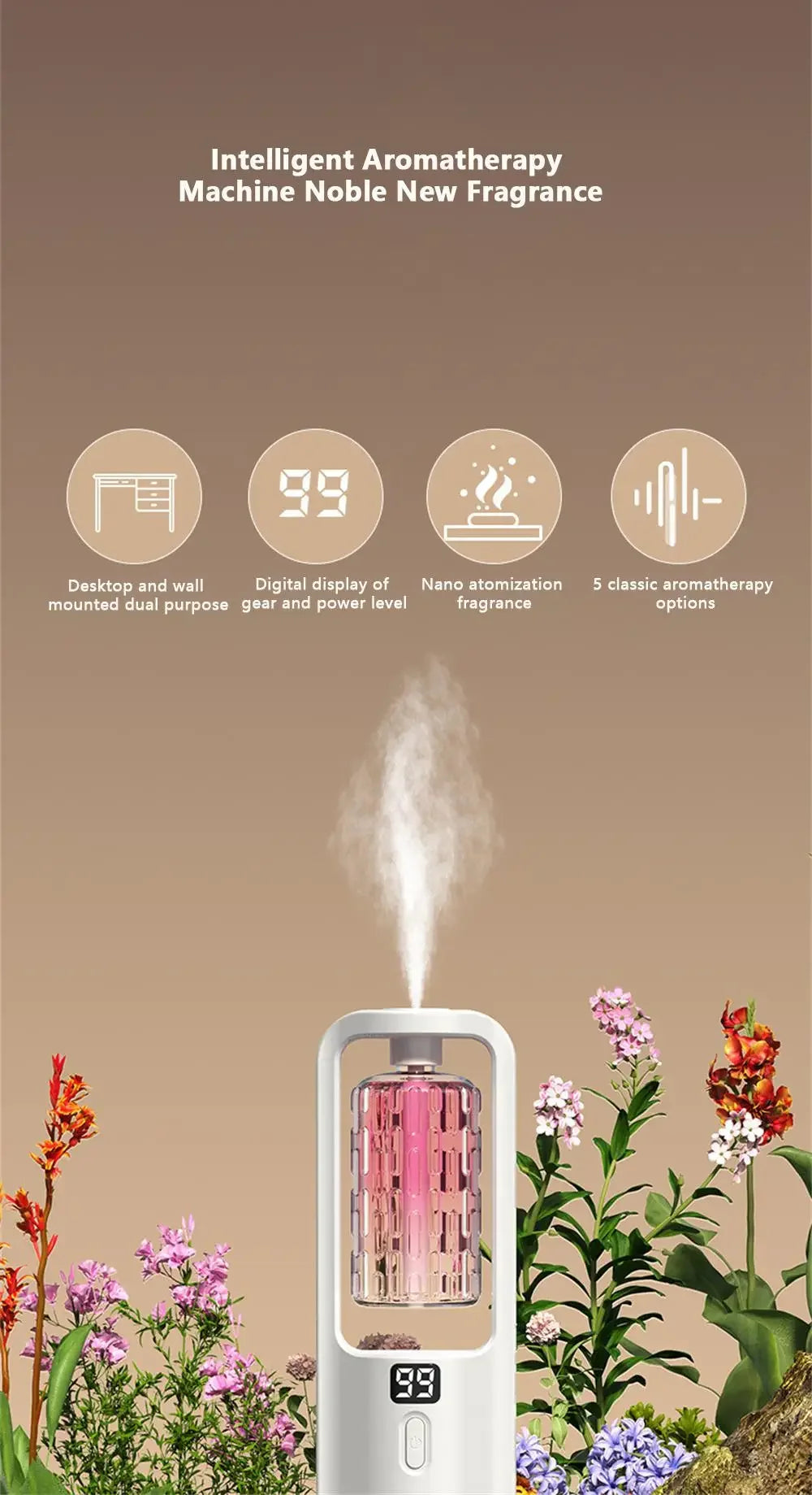 Aroma Diffuser Humidifier Fragrance Essential Oil Aromatherapy Machine Air Freshener Hotel Bedroom Toilet Bathroom Deodorization.