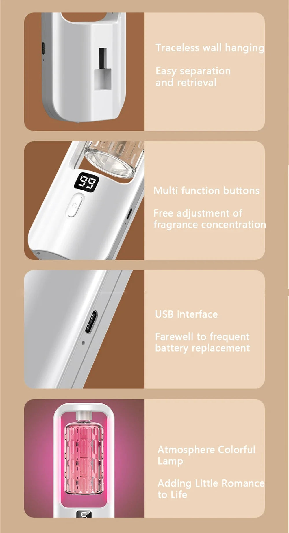 Aroma Diffuser Humidifier Fragrance Essential Oil Aromatherapy Machine Air Freshener Hotel Bedroom Toilet Bathroom Deodorization.