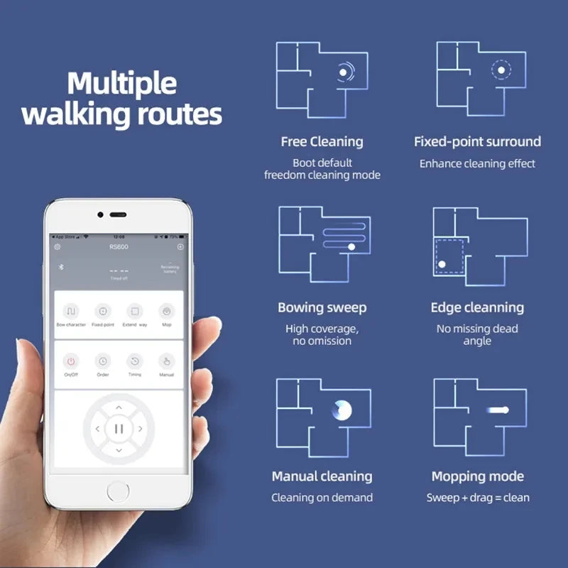 New Wireless Smart Vacuum Cleaner App Control Wet And Dry Floor Sweep 2800PA Suction Super Quiet Mopping Machine Cleaning Robot.