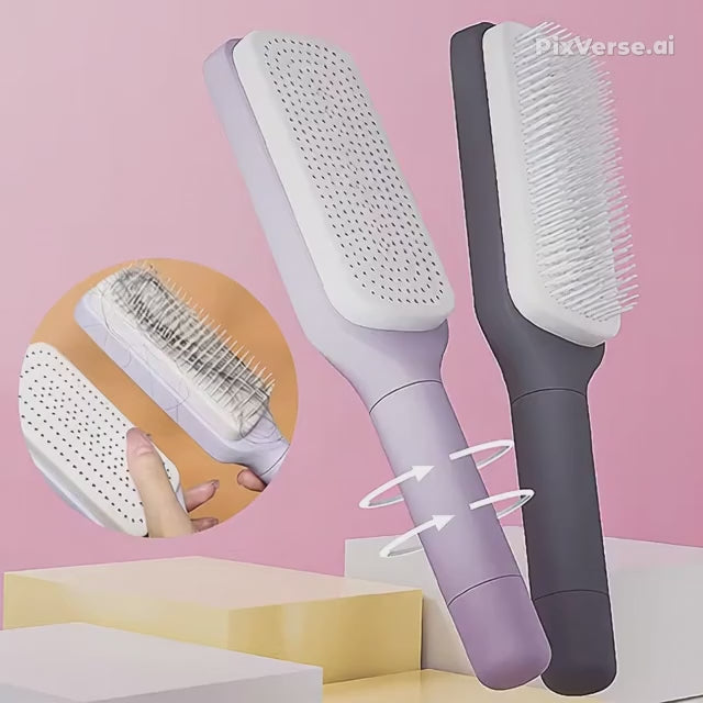 Self Cleaning Hairbrush Women Hair Brush One-Key Cleaning Hair Loss Airbag Scalp Massage Comb Anti-Static Hairbrush.